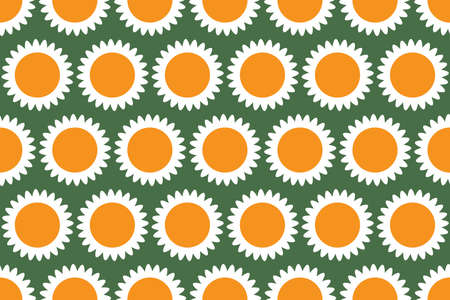 Rows of Colorful Sunflowers - Vintage Style Texture, Seamless Floral Pattern Background, Design...