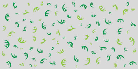 Modern Style Grey Background Design with Various Randomly Placed, Sized and Oriented Simple Green...