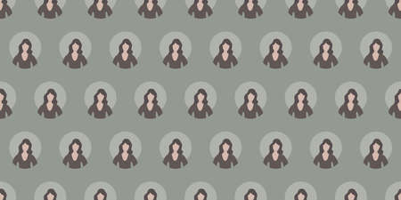 Lots of Colorful Seamless User Avatars Texture, Background with Rows of Female Face Symbols -...