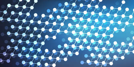 Blue and White Grid Pattern, 3D Network Mesh on Abstract Blurred Texture - Background Applicable for...