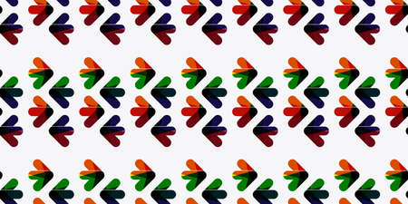 Pattern of Many Arrow Symbols in Opposite Orientation and Various Colors: Red, Green and Brown - Design Template in Wide Scale White Background - Editable Vector Format Includedのイラスト素材