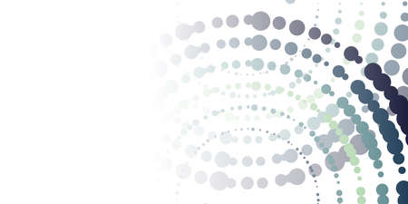 Abstract Colorful Spotted Curved Concentric Pattern - Randomly Colored Geometric Spots Texture with Copy Space, Place, Room for your Text - Generative Art on Bright White Vector Backgroundのイラスト素材