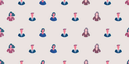 Lots of Colorful Seamless Texture, Background with Rows of People, Face Symbols - Pattern Design...
