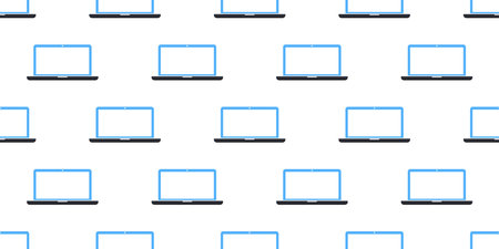 Lots of Simple Minimalist Laptops - Seamless Pattern on White Background Design, Texture for IT, Web and Technology - Illustration in Editable Vector Formatのイラスト素材