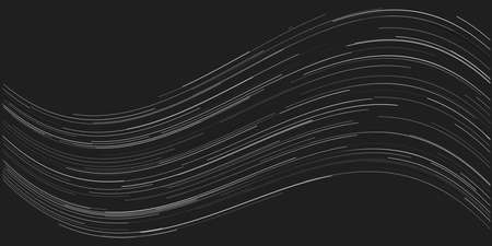 Simple Dark Black and Grey 3D Wavy Curving Lines, Stripes Pattern - Digitally Generated Abstract Background with Copyspace, Place for Your Text - Template Design in Editable Vector Formatのイラスト素材