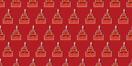 Rows of Birthday Paper Cut Cakes  - Seamless Texture - Vector Background Design, for Websites,...