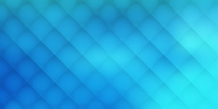 Tiles of Translucent Glowing Squares Colored in Shades of Blue - Geometric Mosaic Pattern, Glossy Grid Pattern on Blurred Abstract Gradient Background - Vector Design Templateのイラスト素材
