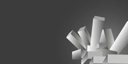 Modern Style Black and White 3D Prismatic Crystal Shapes - Background, Texture with Copyspace, Place, Room for Your Text - Vector Design Templateのイラスト素材