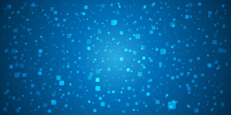 Abstract Blue Geometric Pattern - Many Random Placed Squares of Various Sizes, Modern Style Texture...