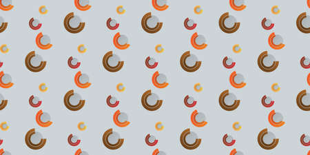 Abstract Geometric Background Design, Yellow, Orange and Dark Brown Seamless Thick Half Circles...