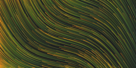 Brown and Green Moving Particles in Curving Lines, Scarcely Striped Pattern - Digitally Generated...