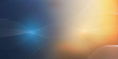 Blue and Orange Curving, Wavy Lines - Digitally Generated Futuristic Abstract 3D Geometric Gradient...