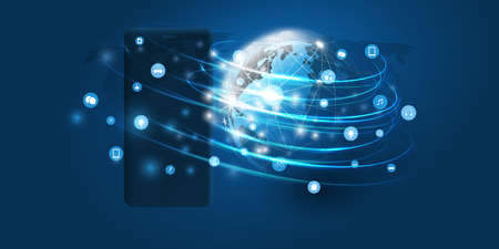 Abstract Blue Modern Style Cloud Computing, Networks, Global Telecommunications and IoT Concept...