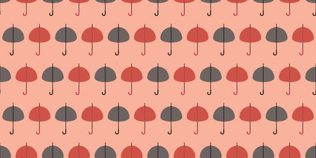 Red and Dark Grey Umbrellas Pattern - Vector Background Design Template
