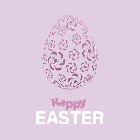 Purple Happy Easter Card with Patterned Egg - Minimalist Holiday Greeting Card, Web or Invitation Design in Editable Vector Formatのイラスト素材