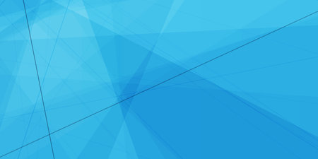 Colorful Modern Style Triangle Shaped Translucent Overlaying Planes, Geometric Shapes and Lines Pattern - Abstract Futuristic Gradient Vector Background - Dark and Light Blue Colors, Design Templateのイラスト素材