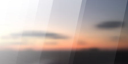 Colorful Abstract Blurry Sunset Horizon, Dusk Image - Cloudy Sky with Transparent Slanted Lines Pattern - Wide Scale Background Creative Design Template - Illustration in Freely Editable Vector Formatのイラスト素材