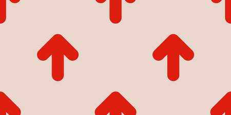 Lots of Big Red Up Arrow Symbols - Seamless Pattern on Wide Scale Light Background - Design Template in Editable Vector Formatのイラスト素材