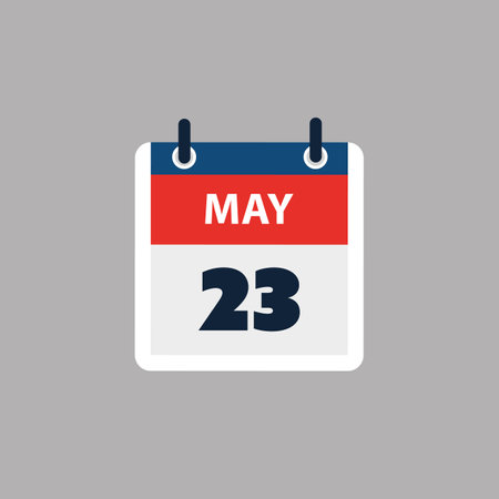 Simple Calendar Page for Day of 23rd May - Banner, Graphic Design Isolated on Grey Background - Design Element for Web, Flyers, Posters, Useful for Designs Made for Any Scheduled Events, Meetingsのイラスト素材
