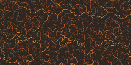 Abstract Modern Style Geometric Background Design, Golden and Brown Lit 3D Flowing Spreading Curving Lines Pattern - Dark Digitally Generated Art, Template in Editable Vector Formatの写真素材