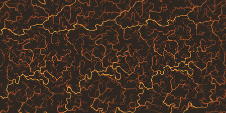 Abstract Modern Style Geometric Background Design, Golden and Brown Lit 3D Flowing Spreading Curving Lines Pattern - Dark Digitally Generated Art, Template in Editable Vector Formatのイラスト素材
