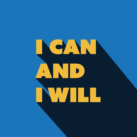 I Can And I Will - Inspirational Quote, Slogan, Saying, Simple Minimalist Concept Design, Banner on Blue Backgroundのイラスト素材