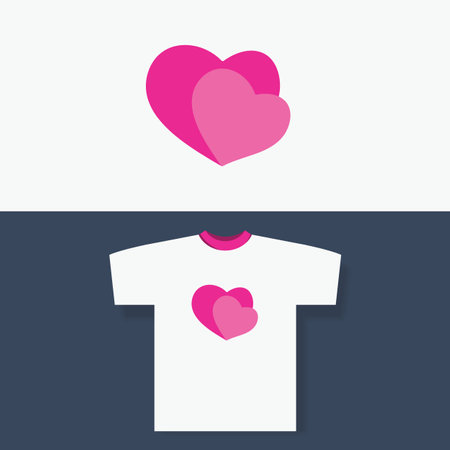 T-shirt Print with a Couple of Pink Hearts on a White Backgroundのイラスト素材