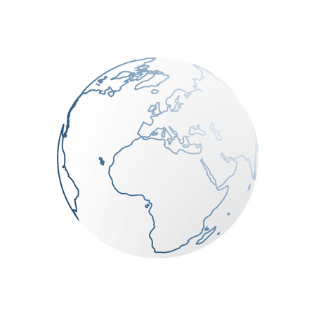 Simple Blue Earth Globe Design Isolated on White Background - Europe, Africa, Middle East Side - Vector Designのイラスト素材