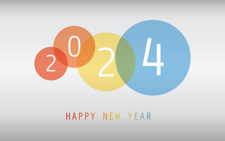 Best Wishes - Simple Colorful New Year Card, Cover or Background Design Template with Numerals - 2024のイラスト素材