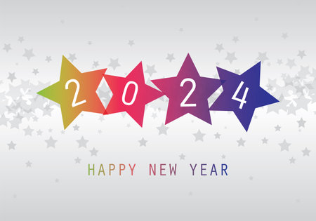 Happy New Year Card, Cover, Poster or Background Design Template for Year 2024のイラスト素材