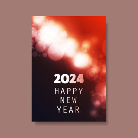 Best Wishes - Red Shimmering New Year Flyer, Card or Background Vector Design Template - 2024のイラスト素材