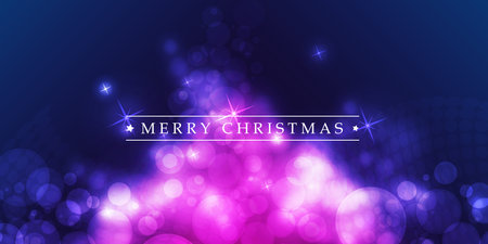 Colorful Happy Holidays, Merry Christmas Greeting Card Template with Label on a Glowing, Sparkling Blurred Backgroundのイラスト素材