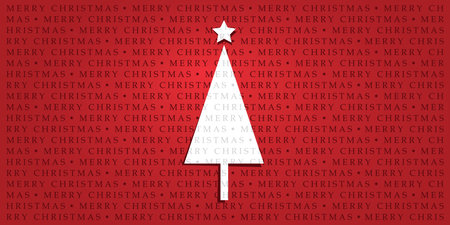 Minimalist Christmas Tree Shape on Red Background with Merry Christmas Typography, Letters Pattern - Holiday Template, Vector Designのイラスト素材