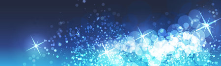 Banner Design Template with Abstract Blurred Colorful Background - Blue and White Colors, Dark Wide Scale Multipurpose Creative Vector Graphic Design for Web, Greeting Cards, Holiday Events, Postersのイラスト素材