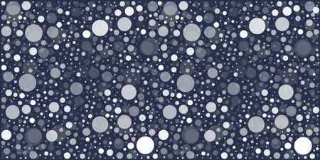 Abstract Overlapping Circles, Spotted Pattern, Spots with Random Sizes and Changing Shades of Black, White and Grey - Geometric Texture - Generative Art, Vector Background Designのイラスト素材