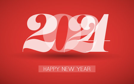 Best Wishes - Abstract White and Red Retro Style Happy New Year Greeting Card or Background, Creative Design Template - 2024のイラスト素材