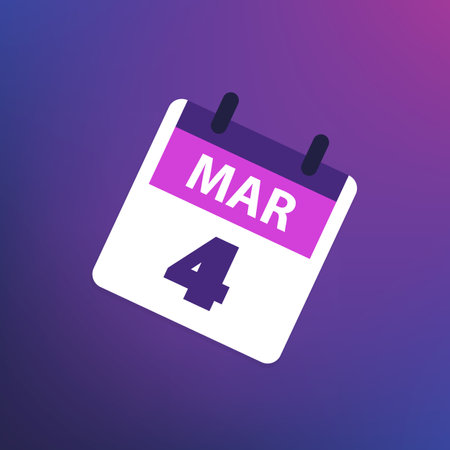 Calendar Page Design for Day of 4th March - Banner, Design Element for Web, Flyers, Posters, Useful for Designs Made for Any Scheduled Events, Meetingsのイラスト素材
