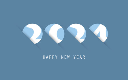 Simple Blue and White New Year Card, Cover or Background Design Template - 2024のイラスト素材
