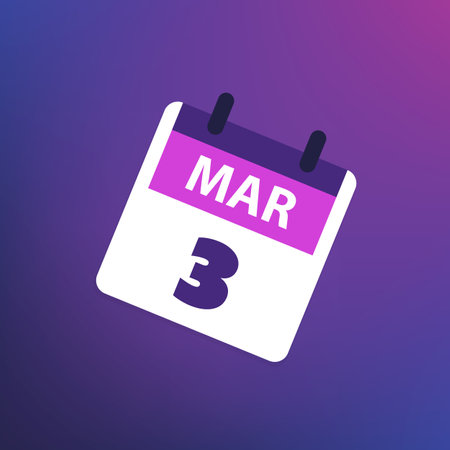 Calendar Page Design for Day of 3rd March - Banner, Design Element for Web, Flyers, Posters, Useful for Designs Made for Any Scheduled Events, Meetingsのイラスト素材