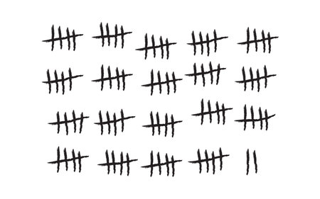 Never Give Up - Counting the Days - Black Tally Marks Isolated on White Wide Scale Background, Vector Concept Designのイラスト素材