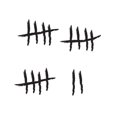 Never Give Up - Counting the Days - Black Tally Marks Isolated on White Background, Vector Concept Designのイラスト素材