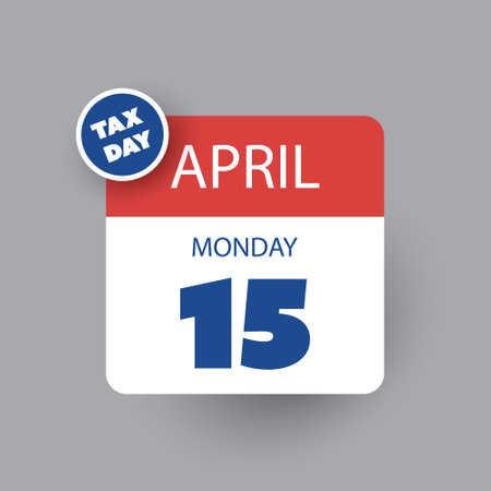 Tax Day Reminder Concept - Calendar Page, Vector Design Element Template - USA Tax Deadline, Due Date for IRS Federal Income Tax Returns:15th April, Year 2024のイラスト素材
