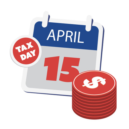 Tax Day Reminder Concept, Calendar Page, Dollar Sign, Vector Design  Element Template Isolated on White Background - USA Tax Deadline, Due Date for IRS Federal Income Tax Returns:15th April, Year 2024のイラスト素材