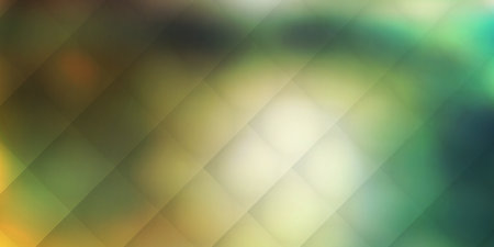 Tiles of Translucent Squares Beyond a Gradient Texture Colored in Shades of Green, Golden and Brown...