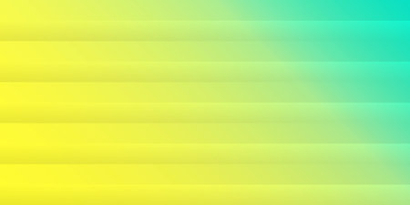 Horizontal Stripes of Translucent Glowing Thick Lines Colored in Shades of Yellow and Turquoise - Geometric Pattern, Glossy Blurred Abstract Gradient Background - Vector Design Templateのイラスト素材