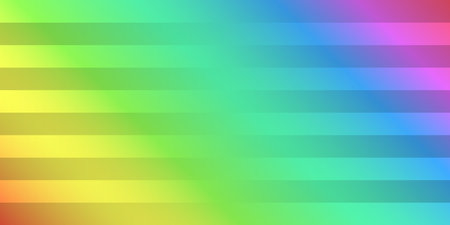 Thick Horzontal Stripes of Translucent Glowing Rectangles Colored in Colors of Rainbow - Glossy Geometric Multicolored Vivid Pattern on Blurred Abstract Gradient Background - Vector Design Templateのイラスト素材