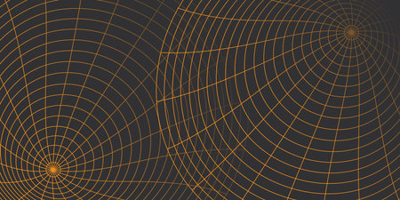 Dynamic Spiral Network Grid - Convergence of Lines, a Complex, Spiraling Circular Concentric Network of Intersecting Brown Lines on a Dark Background - Multi Purpose Vector Design Templateのイラスト素材