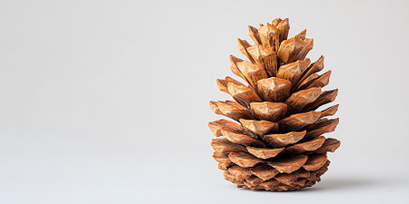 A single pine cone isolated on a clean white background, highlighting its natural texture and detailed patterns with intricate craftsmanshipの素材