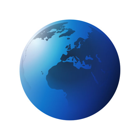 Blue Earth Globe Design Layout - Global Business, Technology, Globalisation Concept, Multi Purpose Vector Clip-Art Template - Isolated on White Backgroundのイラスト素材