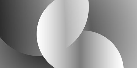 Modern Style Background, Header or Banner Design with Large Grey Overlapping Round Shapes - Black and White Multi Purpose Creative Wide Scale Template for Web with Copyspace in Editable Vector Formatのイラスト素材